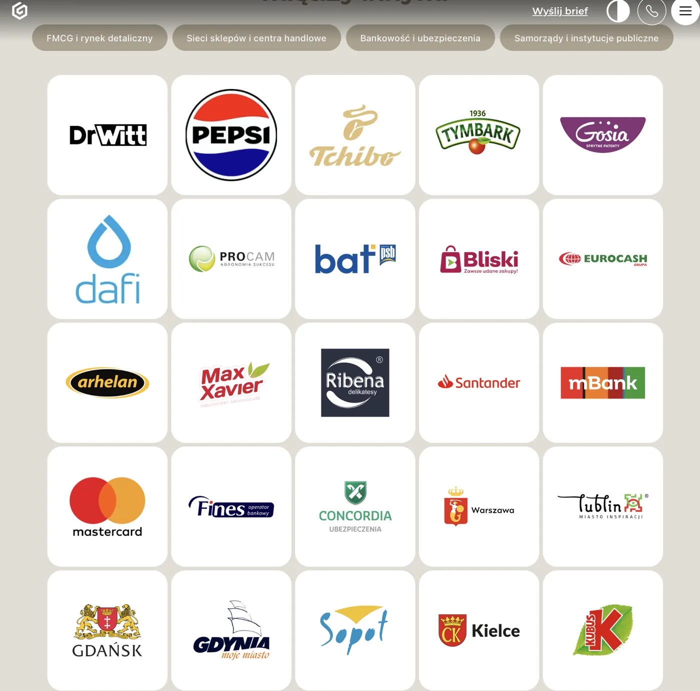 Gratifica - lista klientów: Pepsi, mBank, Santander, Mastercard, Tymbark, miasta Warszawa, Gdańsk, Lublin i inne