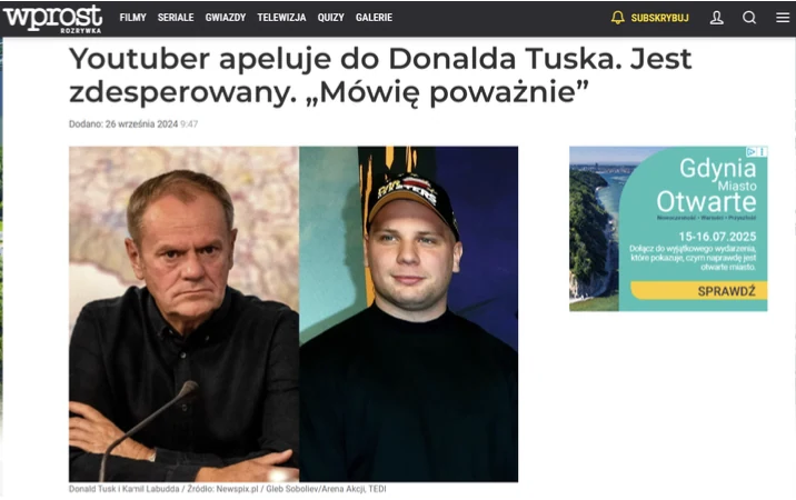 Wprost - Youtuber apeluje do Donalda Tuska