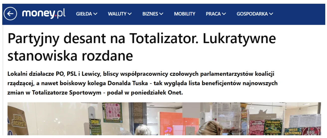 money.pl - Partyjny desant na Totalizator