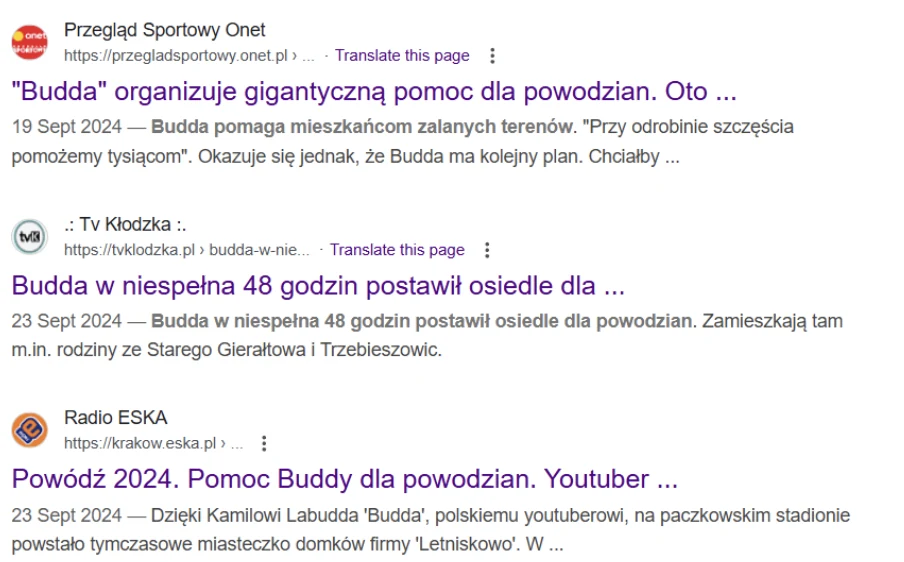 Wyniki wyszukiwania - pomoc Buddy dla powodzian