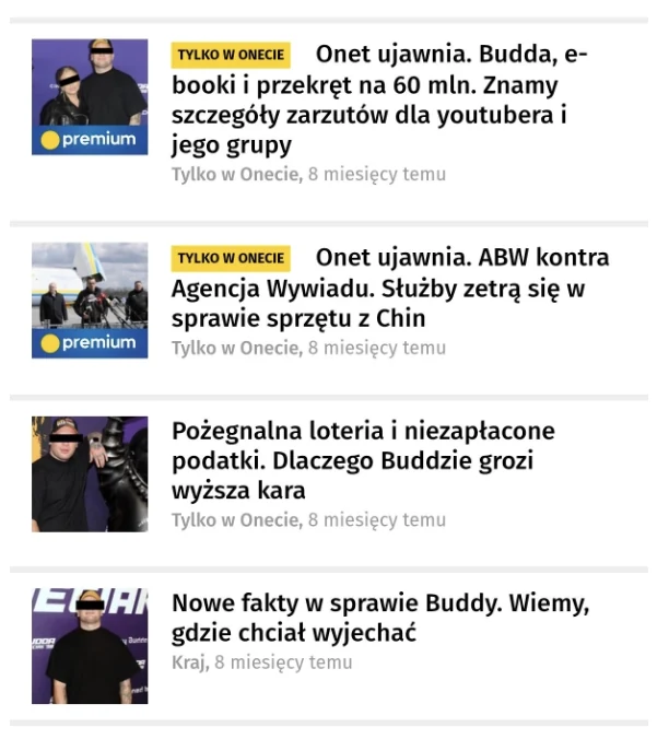 Nagłówki Onetu o Buddzie